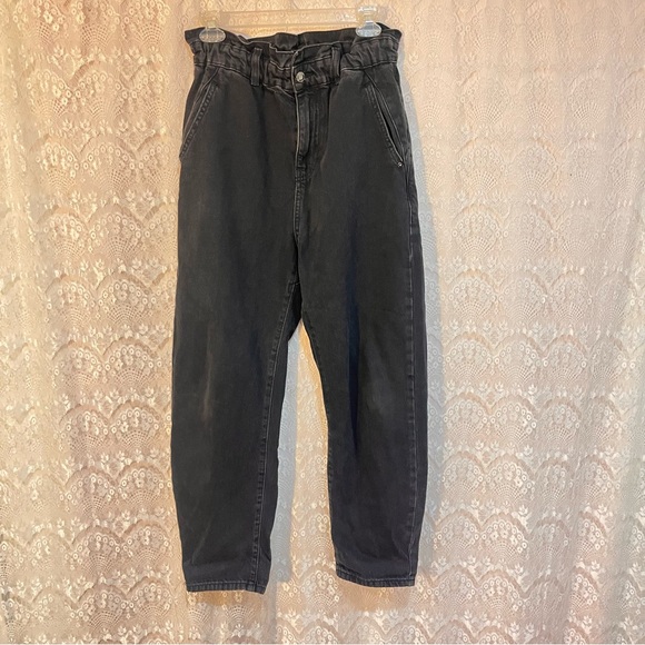 Zara Denim - Zara womens jeans high fit, free cut elastic belt, in black Size US 6 EUR 38